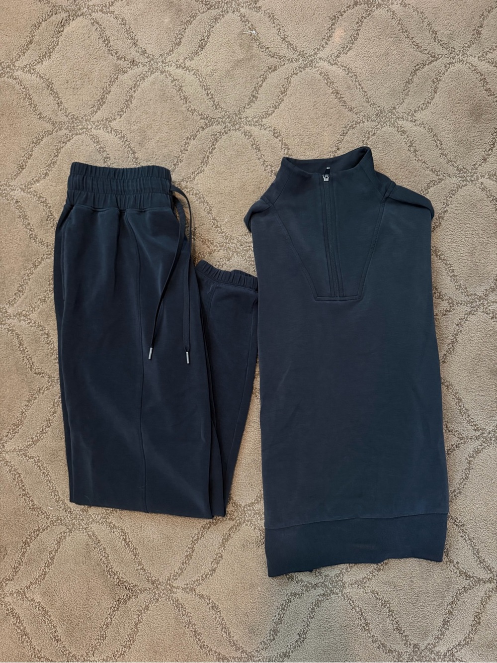Tommy John Navy Blue Track Pants & Sleeveless Zip Top